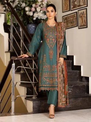 Heera's Green Embroidered Cambric Cotton Suit