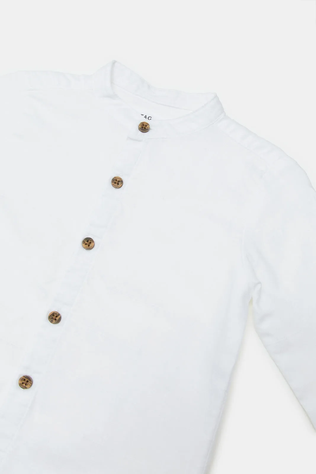 Infant Boys White Mandarin Shirt