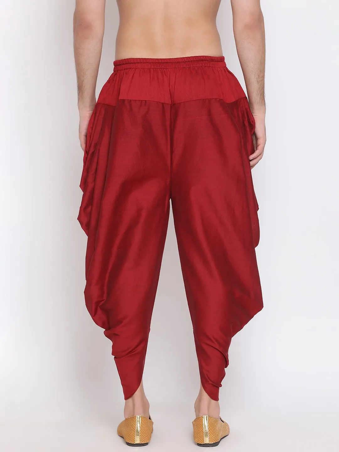 Jashvi Men's Maroon  Solid Dhoti Pant