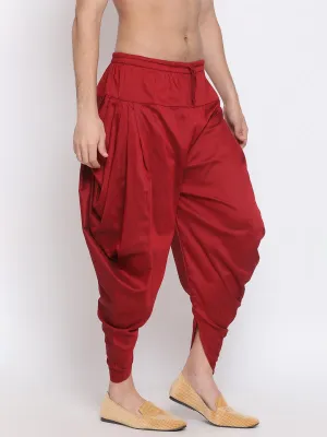 Jashvi Men's Maroon  Solid Dhoti Pant