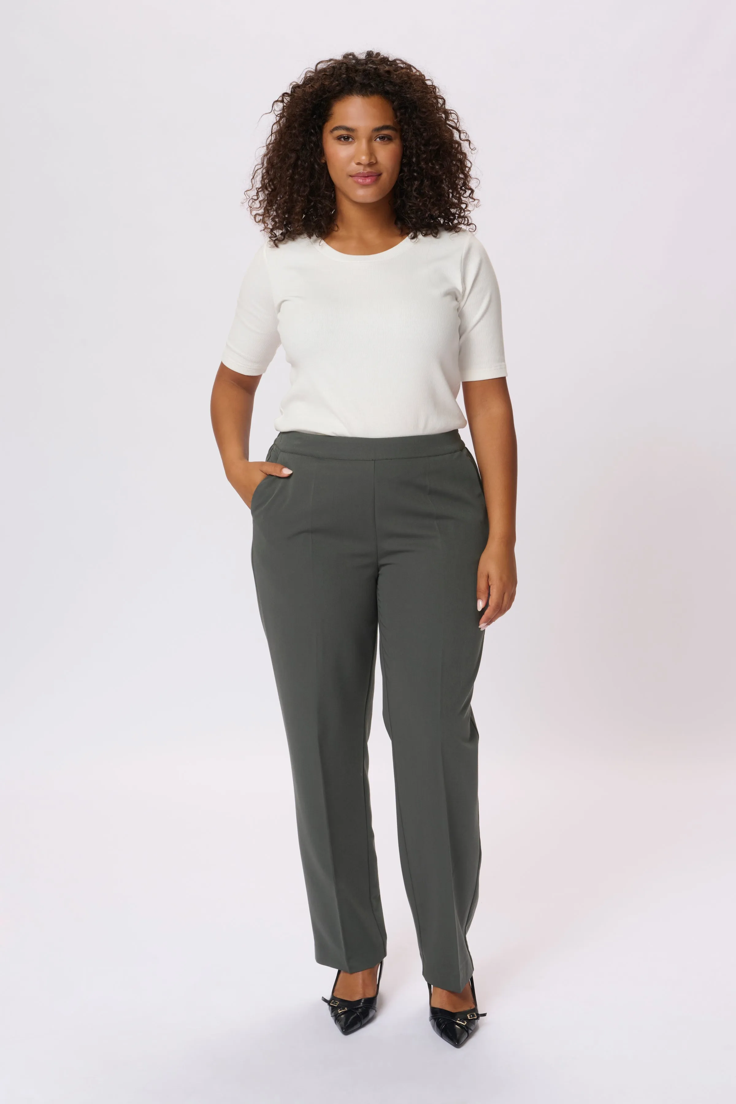 Kaffe Curve Sakira Trousers in Dark Grey