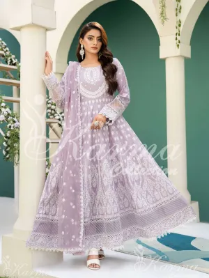 Karma Collection Lilac Embroidered Long Frock 3-Piece Suit (1303)