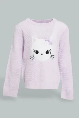 Lilac Cat Print Pullover