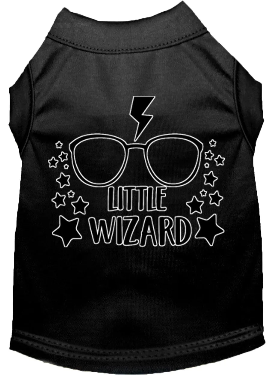 Little Wizard Screen Print Dog Shirt Black Xs