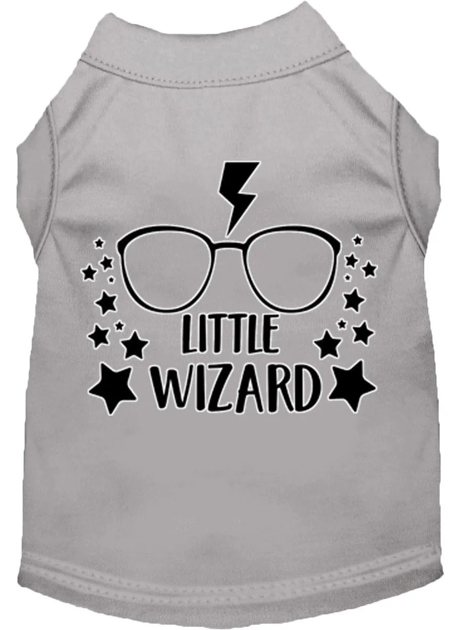 Little Wizard Screen Print Dog Shirt Grey Sm