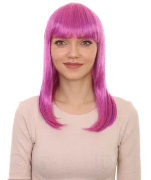 Long Purple Bob Womens Wig | Fancy Party Event Ready Halloween Wigs | Premium Breathable Capless Cap