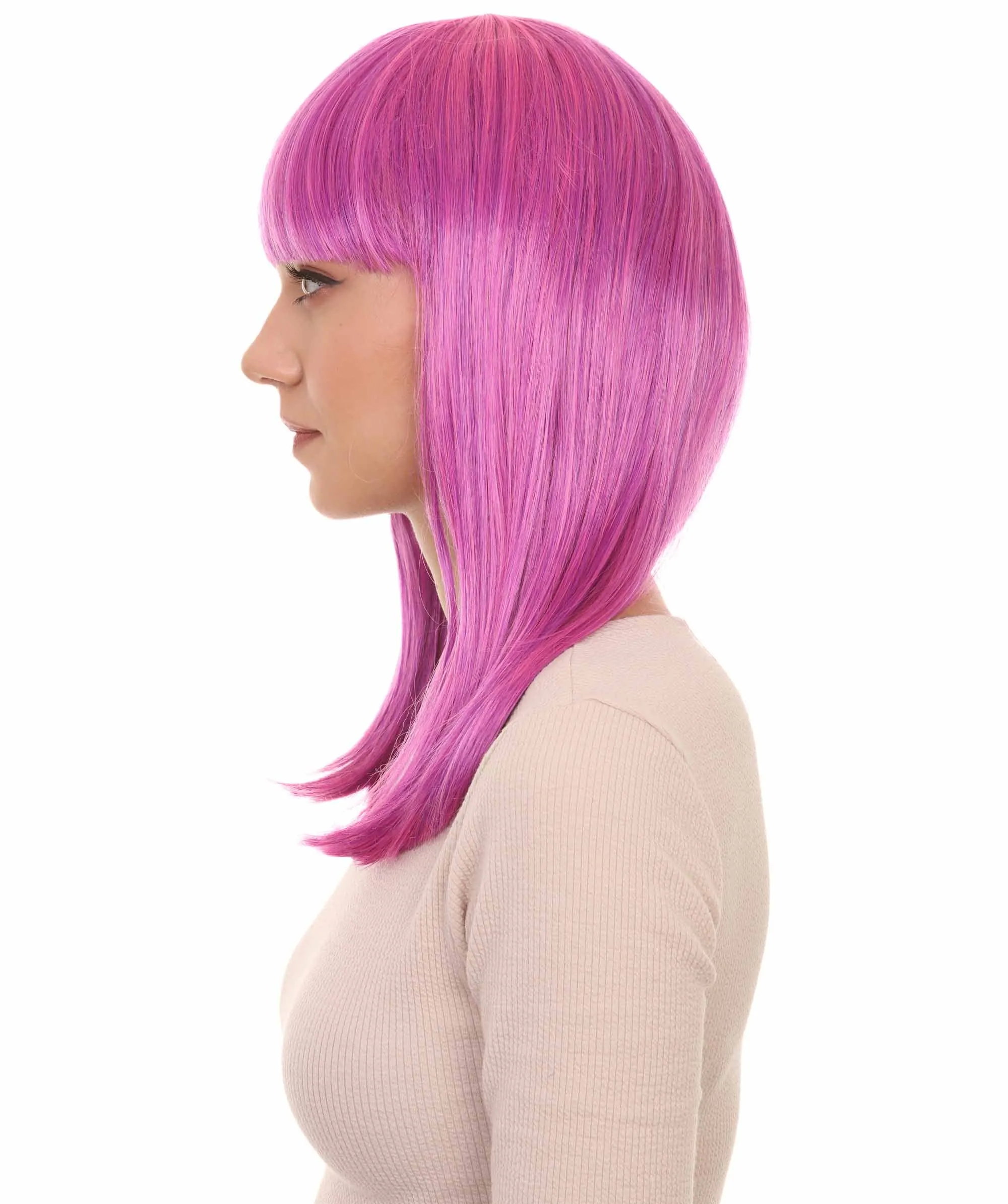 Long Purple Bob Womens Wig | Fancy Party Event Ready Halloween Wigs | Premium Breathable Capless Cap