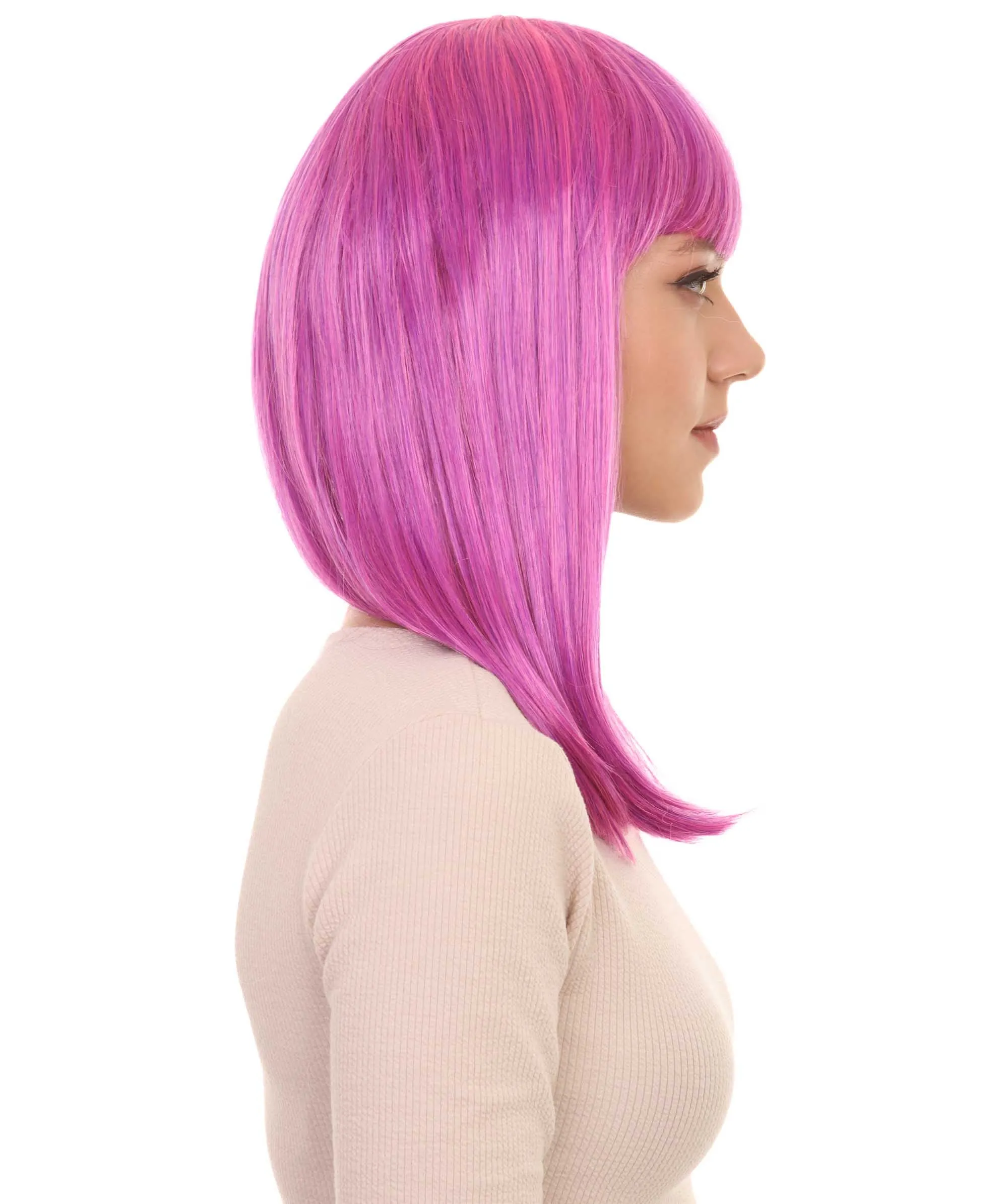 Long Purple Bob Womens Wig | Fancy Party Event Ready Halloween Wigs | Premium Breathable Capless Cap