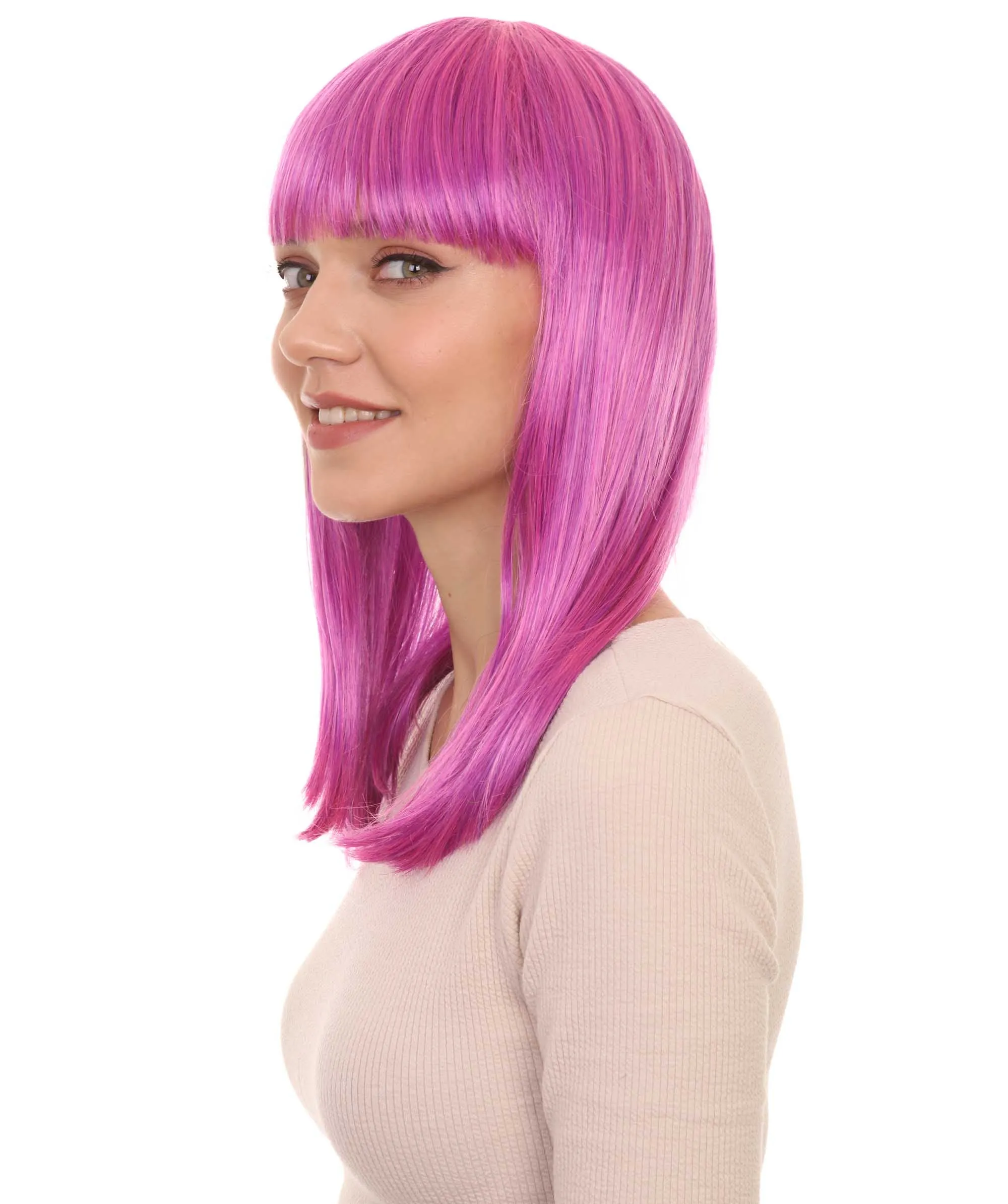 Long Purple Bob Womens Wig | Fancy Party Event Ready Halloween Wigs | Premium Breathable Capless Cap