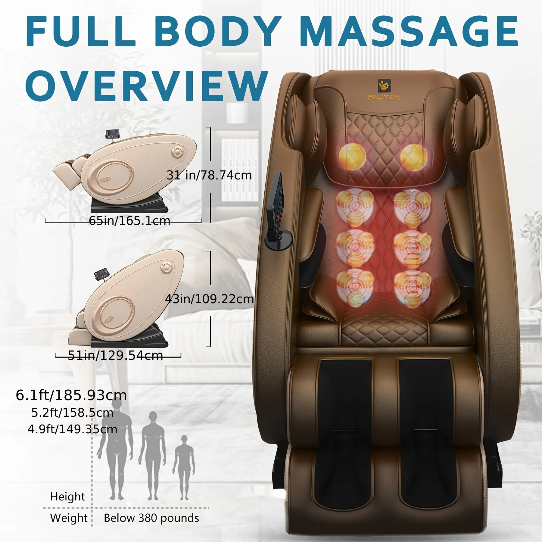 Luxury Massage Chair Recliner - Personal Care Electronics Massage Chair with SL Track, Zero Gravity, Full Body Massage, Tricolor Design and Relaxing Experience