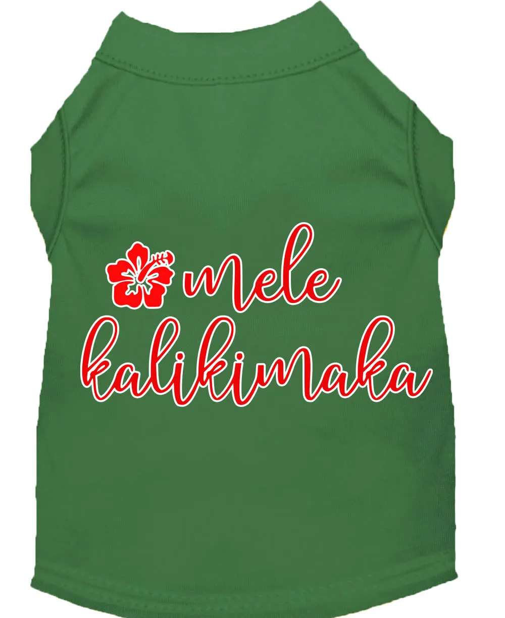 Mele Kalikimaka Screen Print Dog Shirt Green Xxl