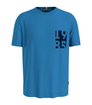 Men's Chest Print T-Shirt Cerulean Aqua