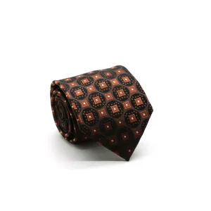 Mens Dads Classic Brown Geometric Pattern Business Casual Necktie & Hanky Set I-2