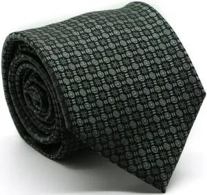 Mens Dads Classic Grey Geometric Pattern Business Casual Necktie & Hanky Set R-9