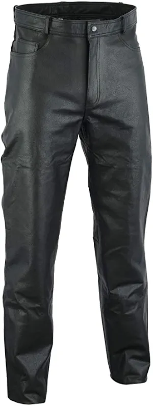 Mens Genuine Leather Black Pants