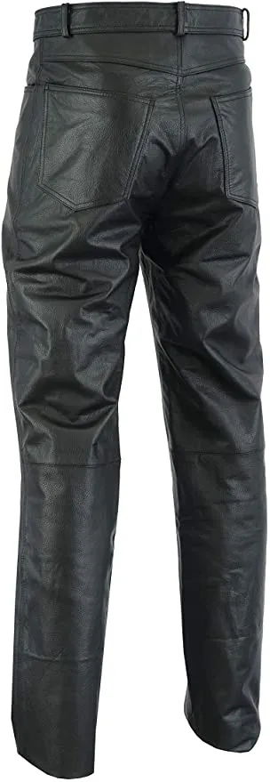 Mens Genuine Leather Black Pants