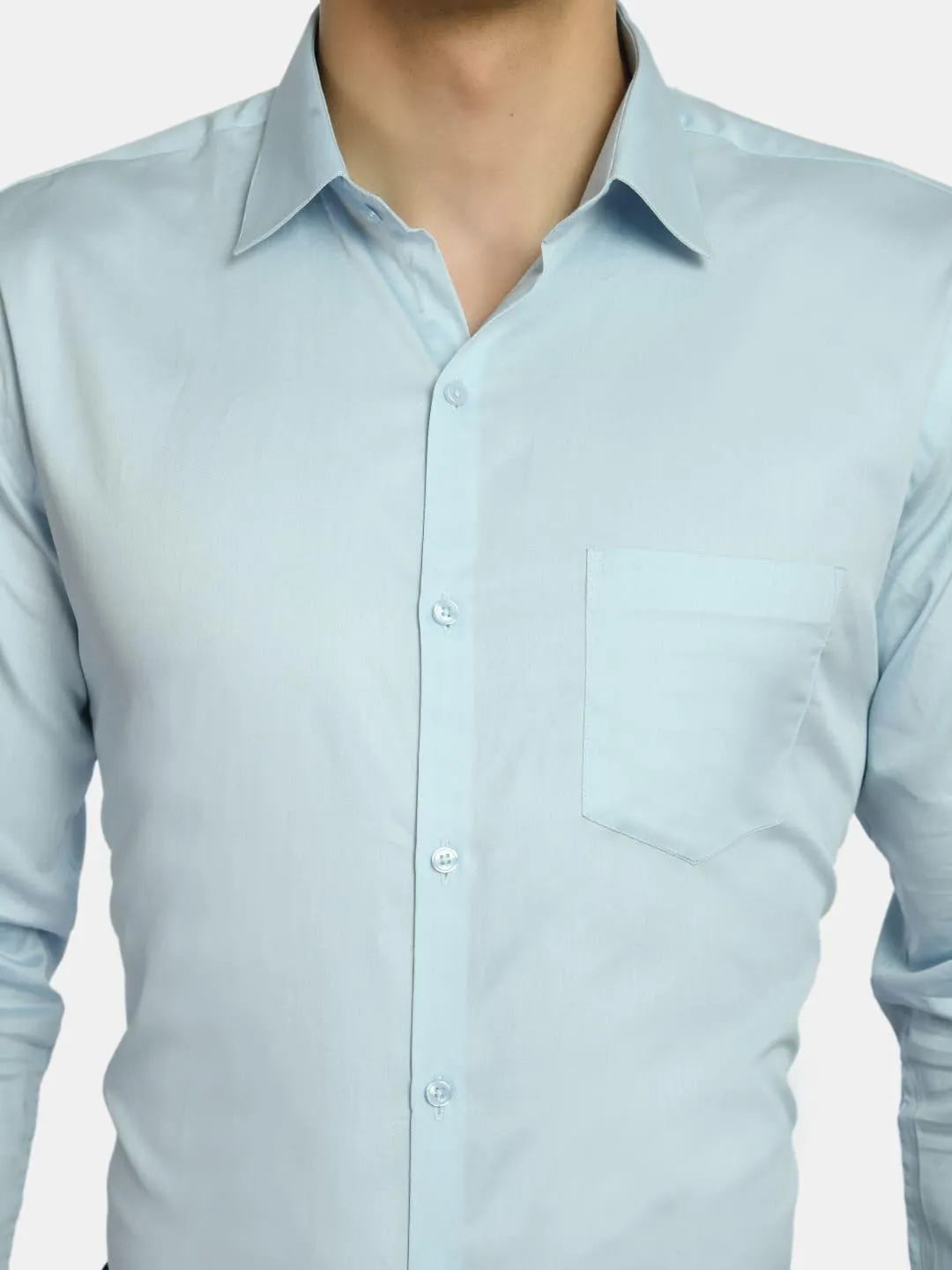 Men's Solid Sea Blue Regular Fit Formal Shirt