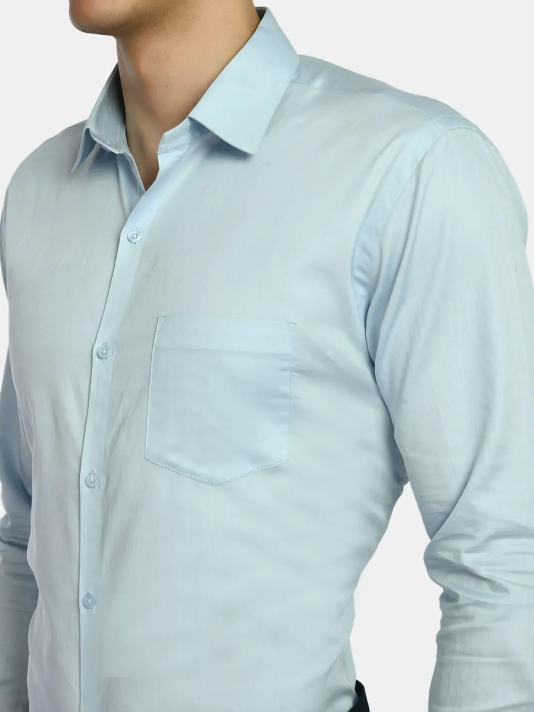 Men's Solid Sea Blue Regular Fit Formal Shirt