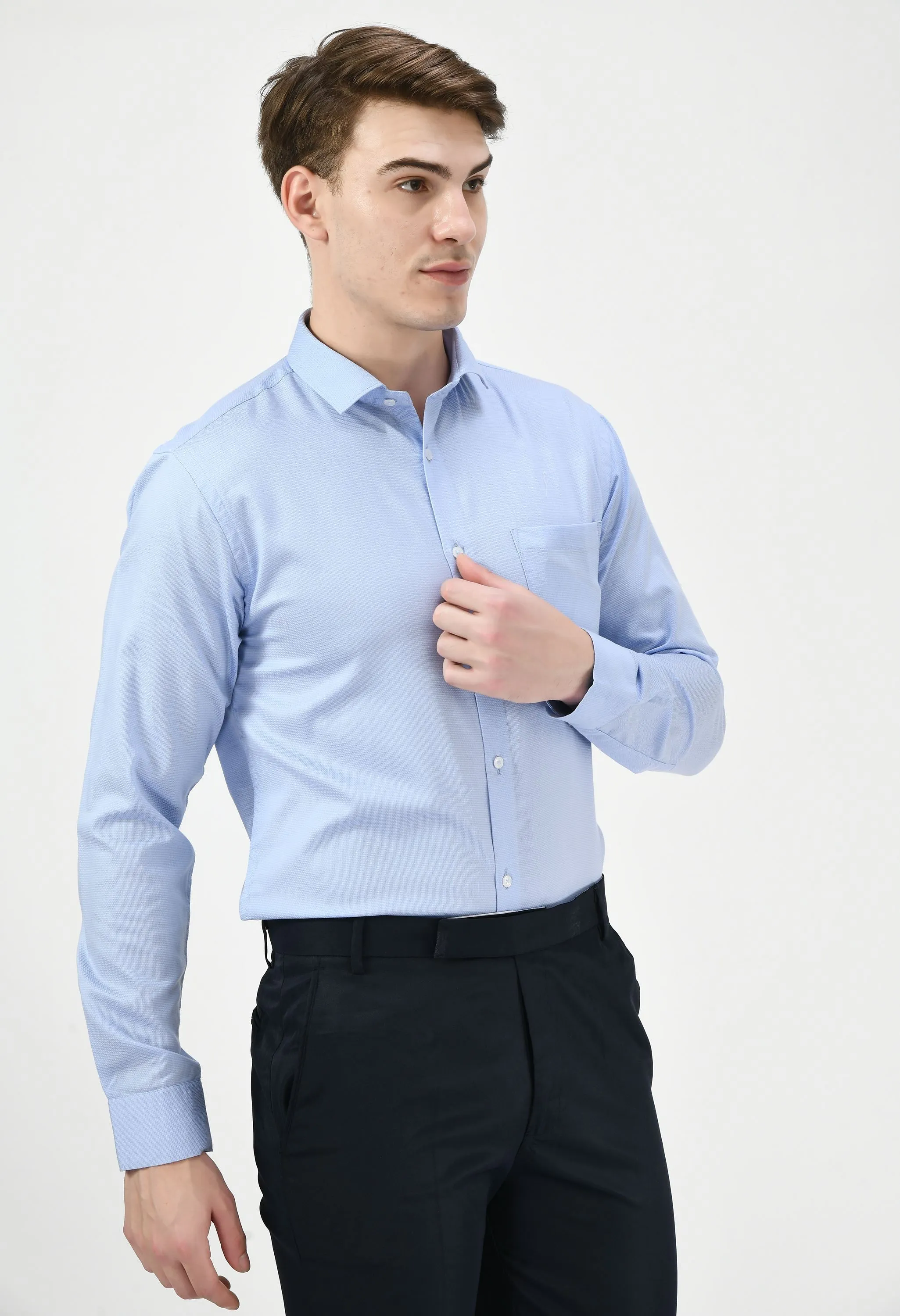 Men's Textured Cotton Full Sleeve Formal Shirt