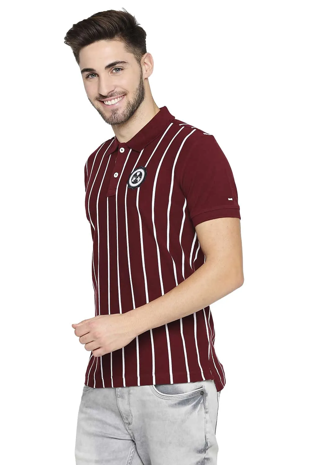 Muscle Fit Engineered Stripe Polo T-shirt