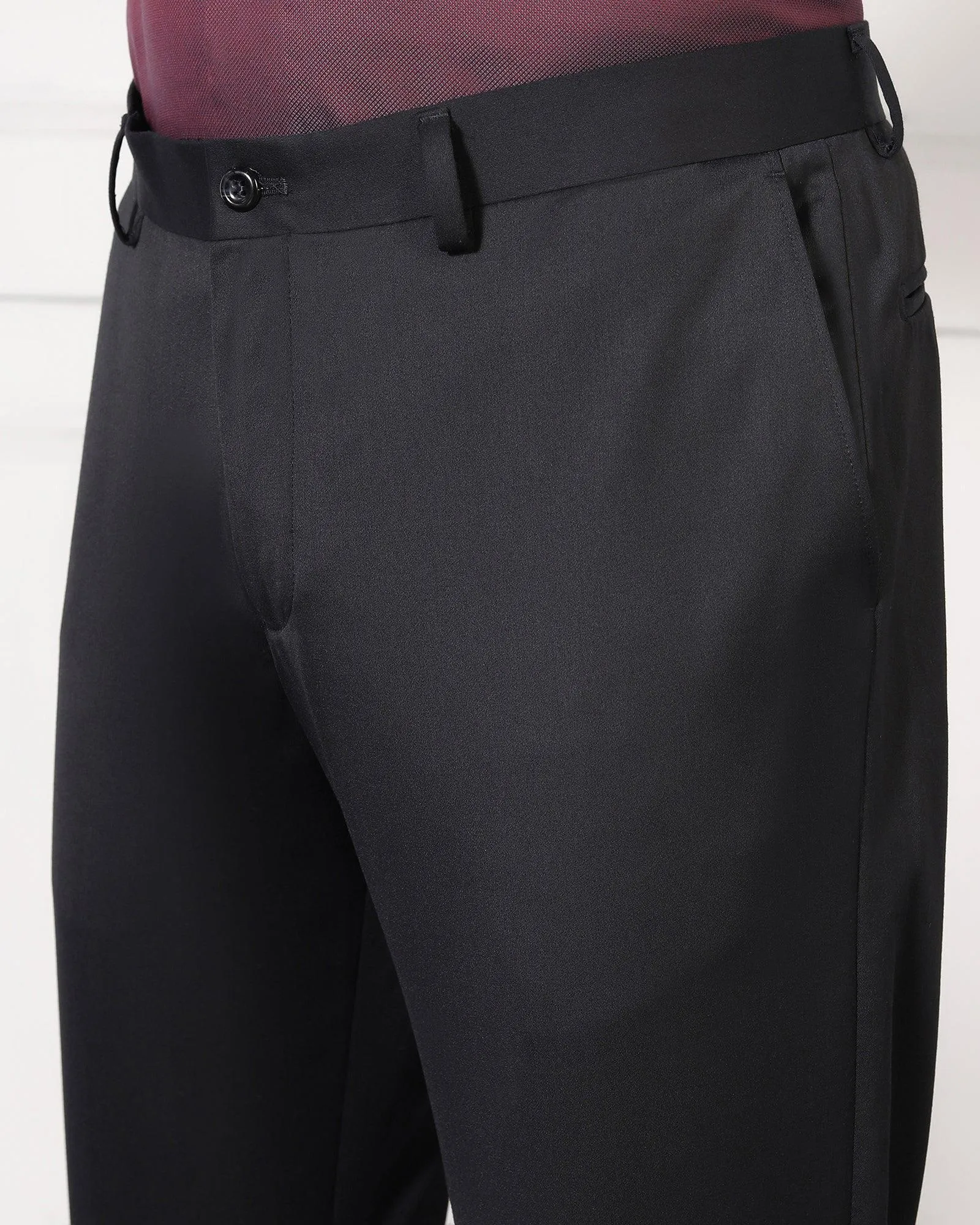 Must Haves Slim Fit B-91 Formal Black Solid Trouser - Travis