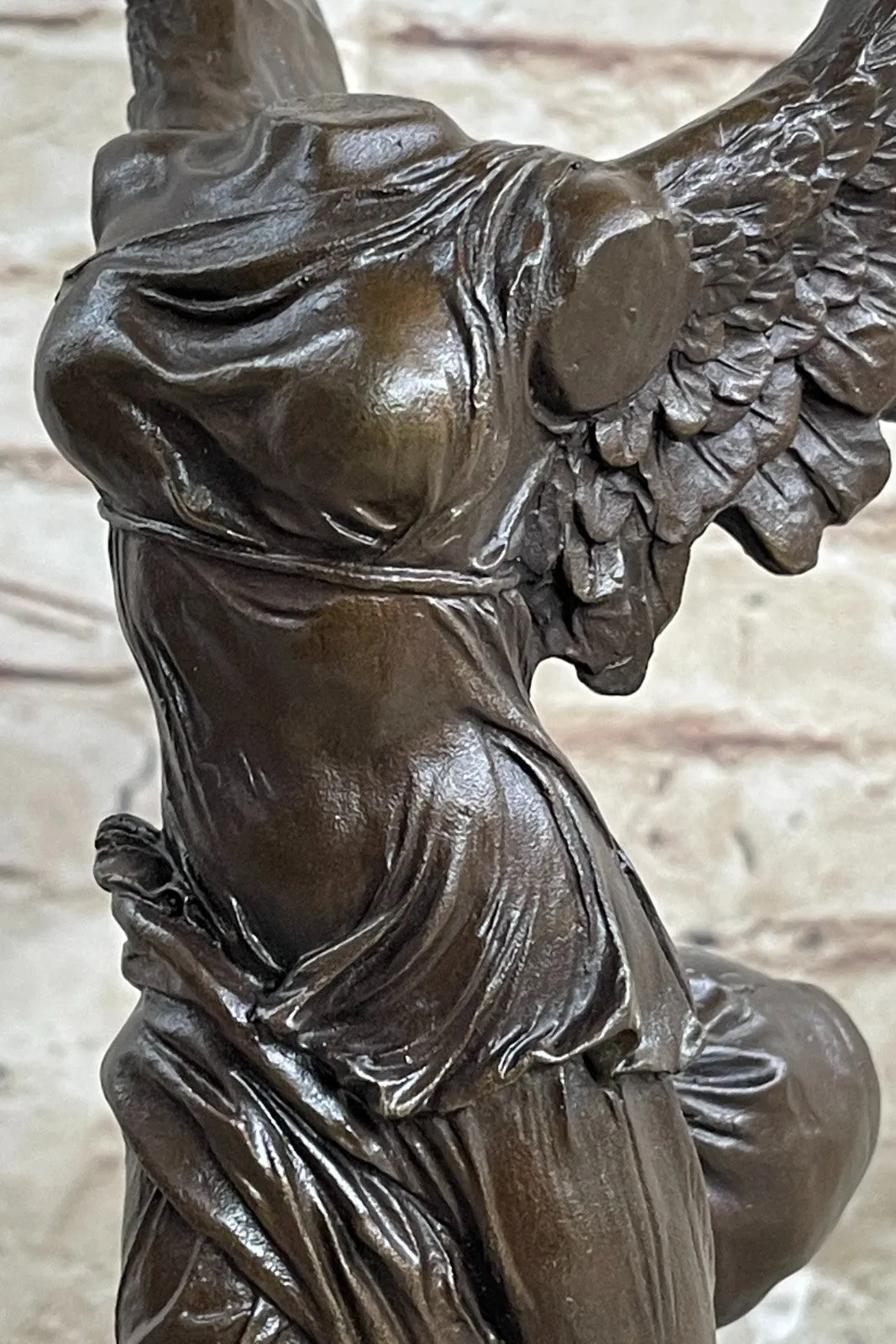 Nike Paris Louvre Winged Victory Athena 25" Bronze Marble Statue Sculpture Art