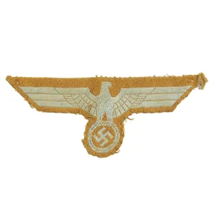 Original German WWII Afrika Korps Cut-Off Eagle Embroidered BeVO Style Insignia