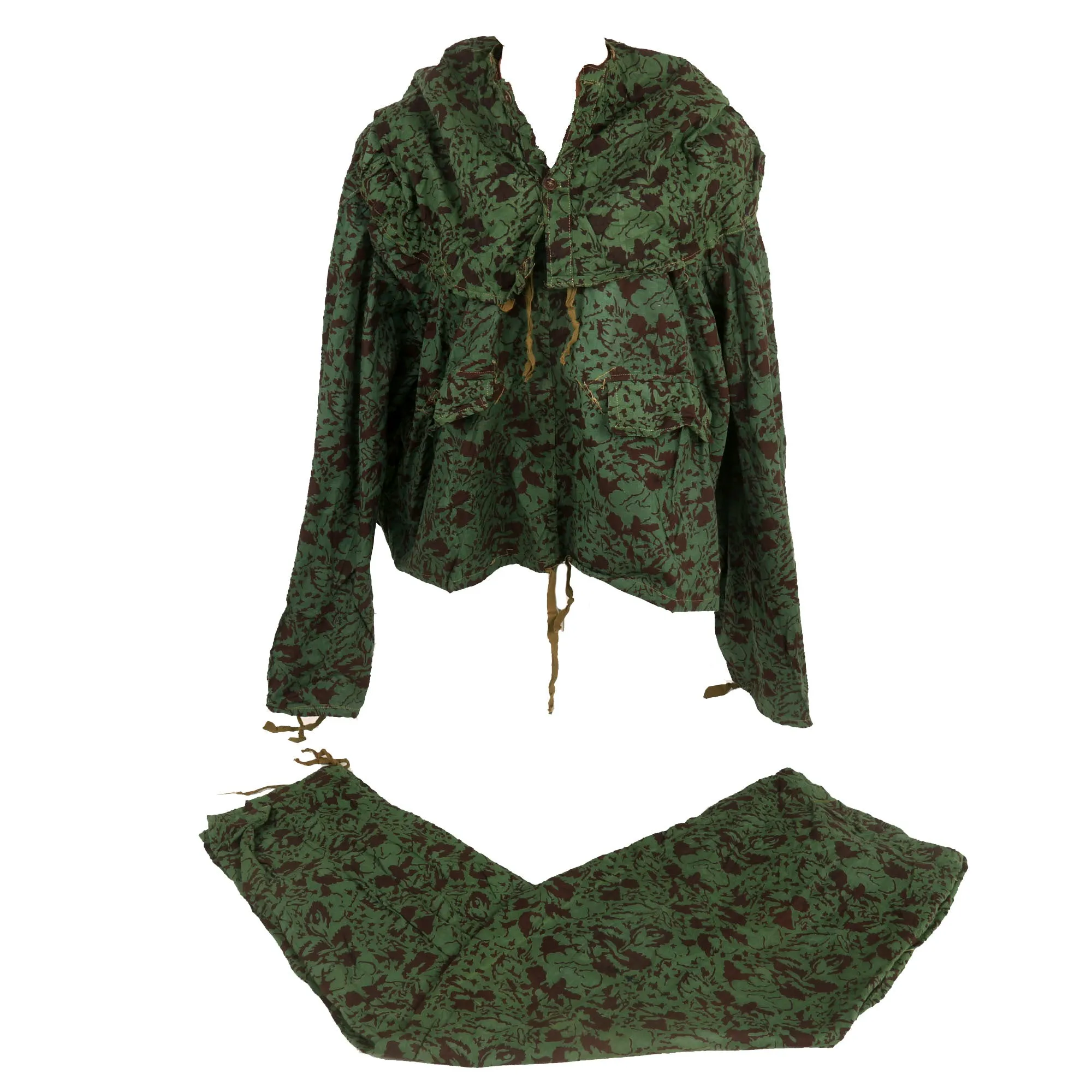 Original Romania Cold War Era Circa 1960s “Inverse Leaf” Camouflage Sniper Smock with Trousers - No Romanian Markings