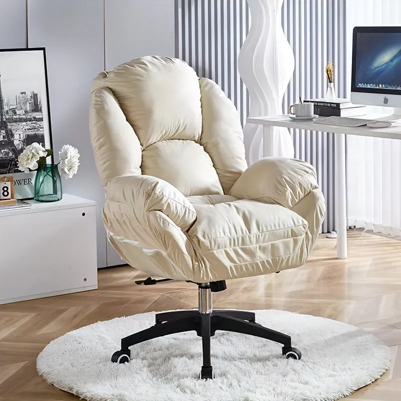 Oval-Shaped Comfort Office Desk Chair, Ergonomic Design with Hip and Back Support, Relaxing Sofa-Style Gaming Chair for Home, Dormitory, Unscented Salon & Spa Stool