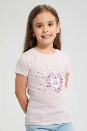 Pink Heart Rhinestone T-Shirt