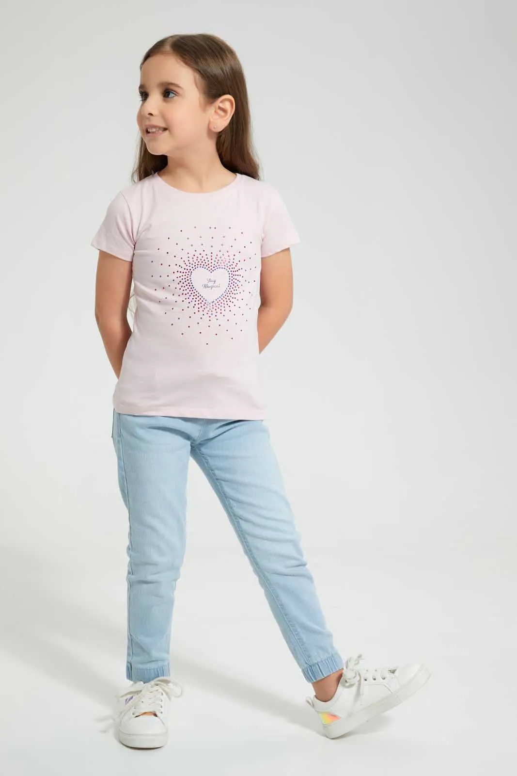 Pink Heart Rhinestone T-Shirt