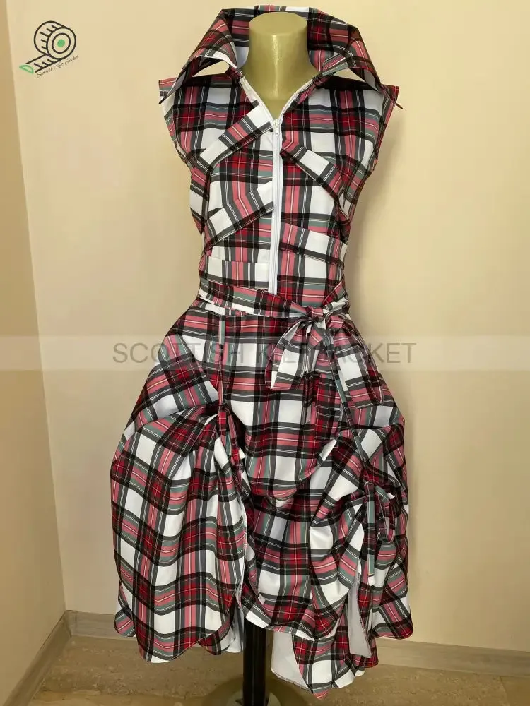 Plaid Tartan Steampunk dress, Party Dress, Burlesque Dress