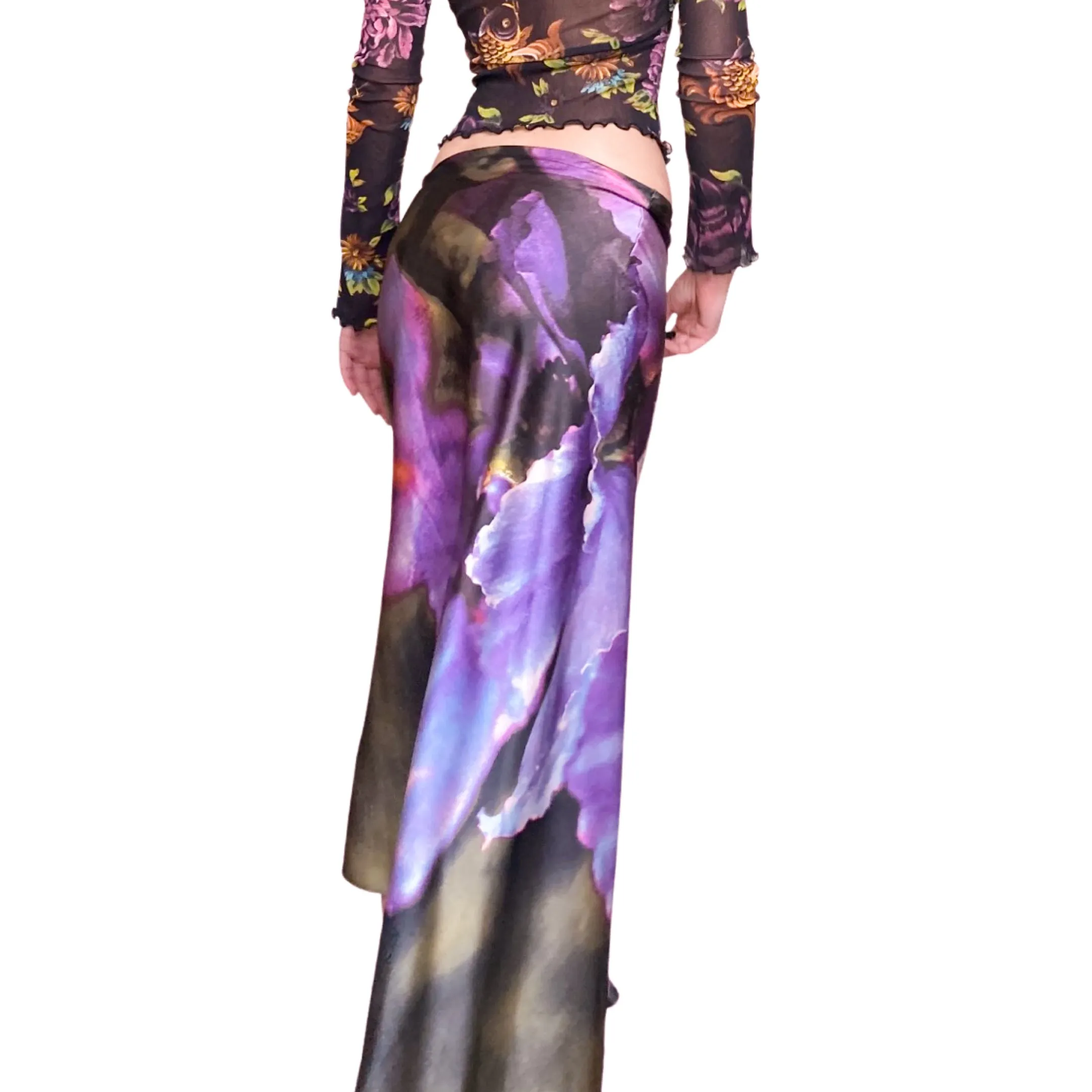 Roberto Cavalli F/W 1999 floral silk skirt