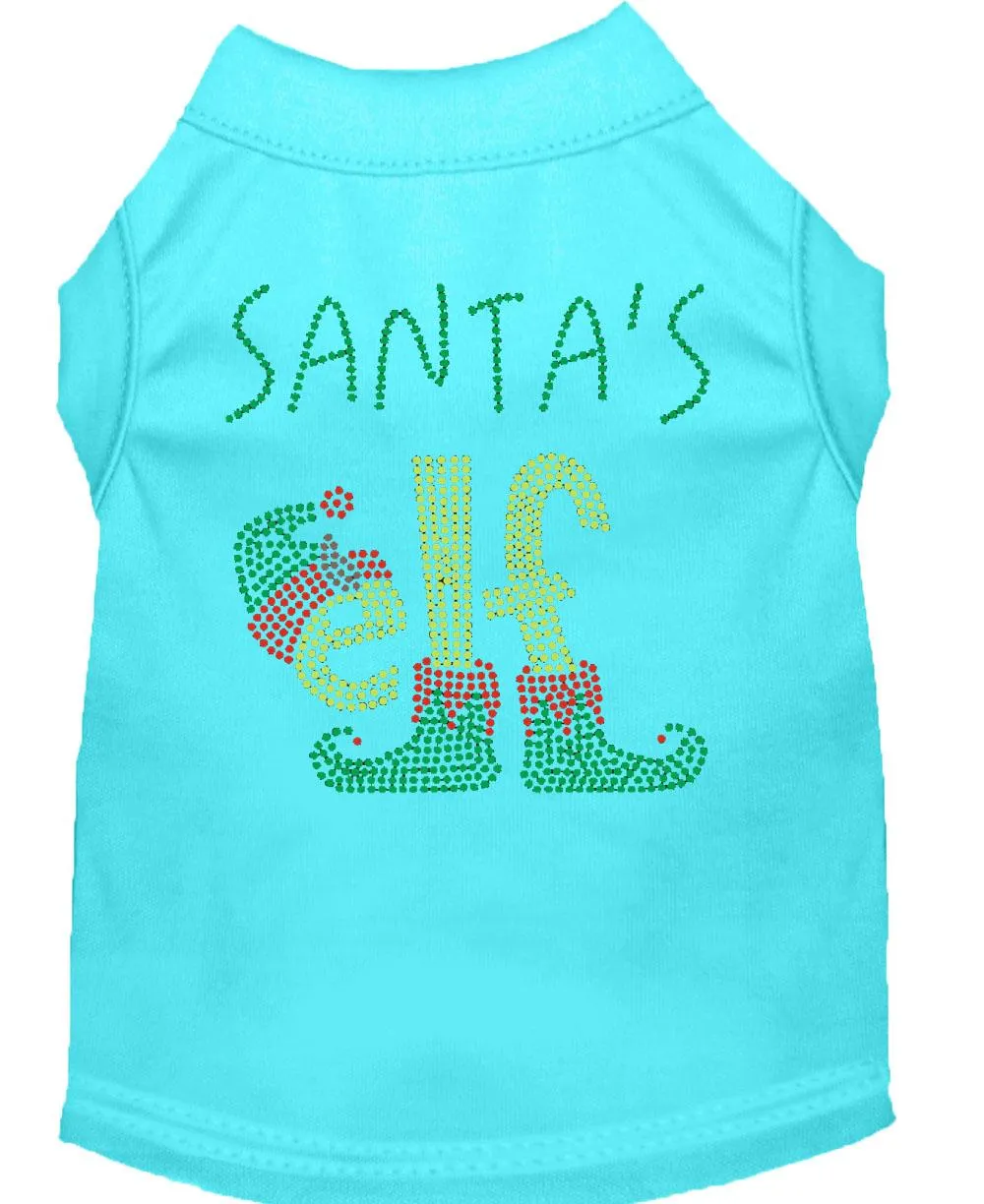 Santa's Elf Rhinestone Dog Shirt Aqua Lg (14)