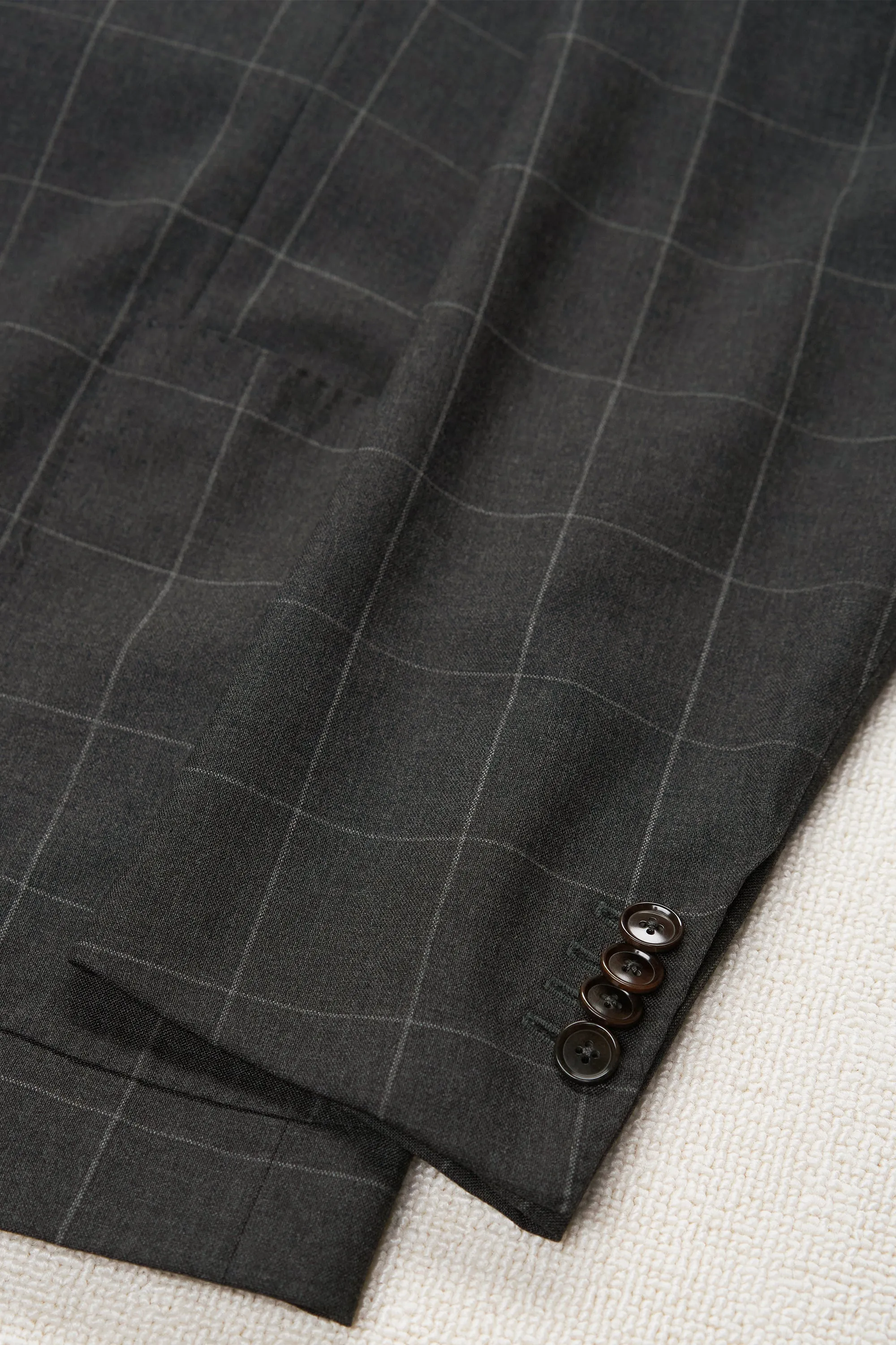 Sartoria Partenopea Dark Grey Windowpane Wool Suit