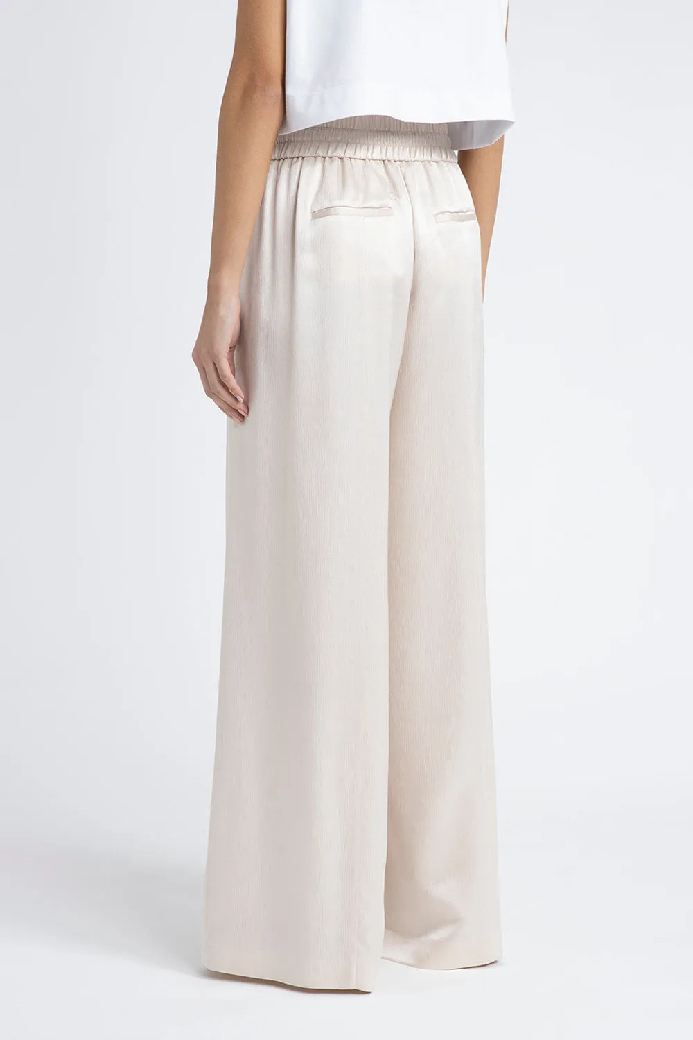 Semi-gloss wool and viscose wide trousers