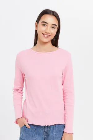 Senior Girls Pink Long Sleeve T-Shirt