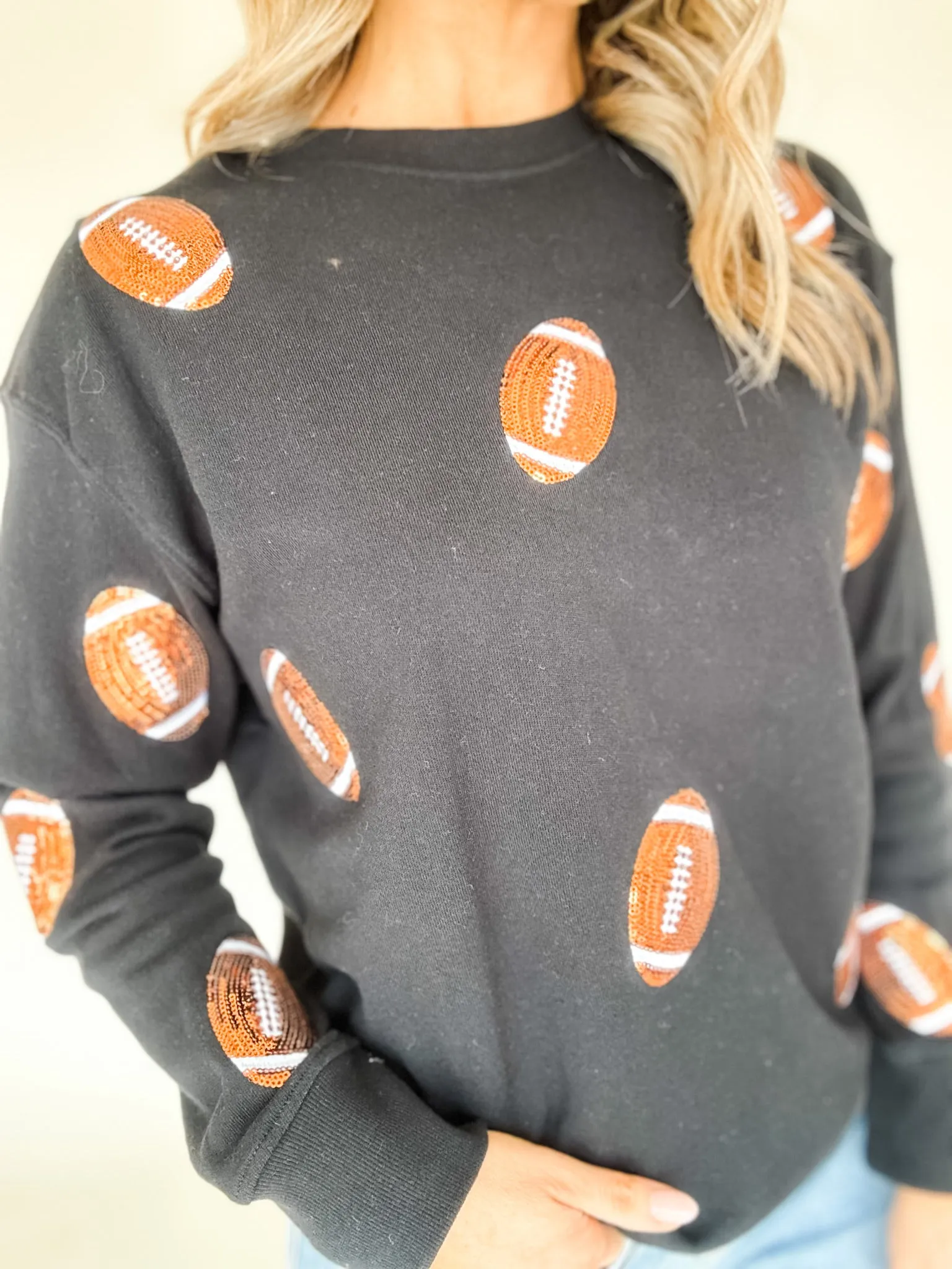 Sequin Football Patch Pullover