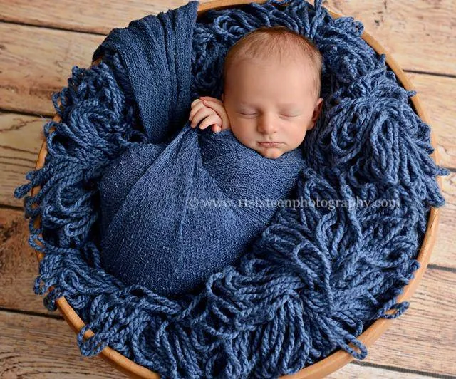 SET Dark Blue Jean and Light Blue Stretch Knit Newborn Baby Wraps