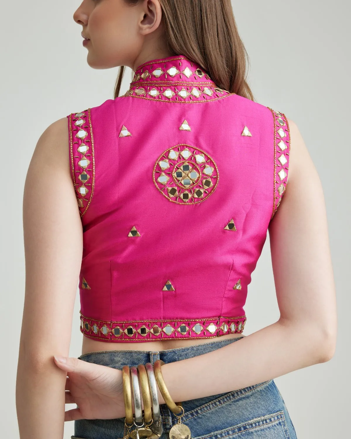 Shivani Embroidered Vest - Pink