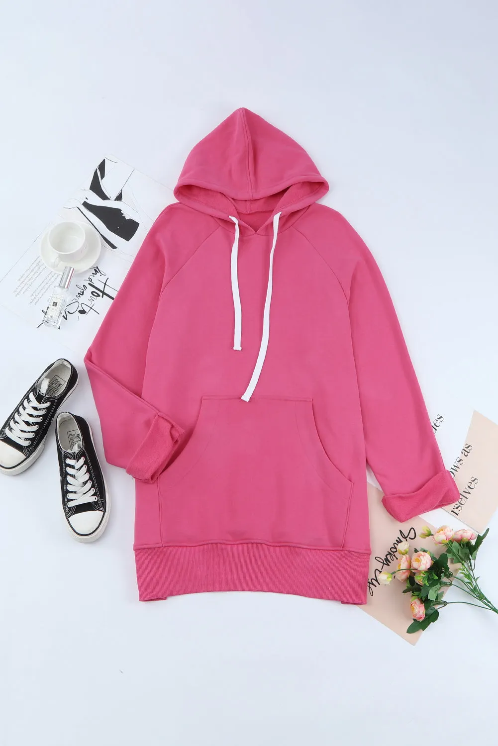 Side Slit Raglan Sleeve Hoodie