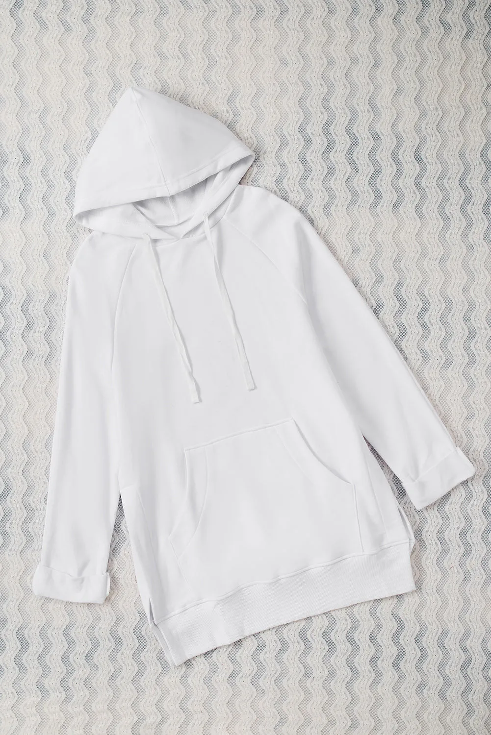 Side Slit Raglan Sleeve Hoodie