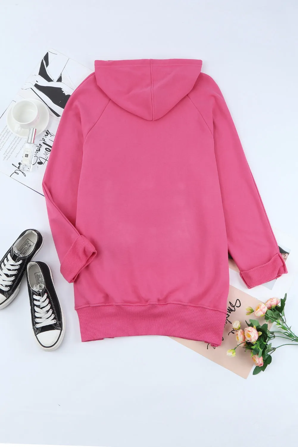 Side Slit Raglan Sleeve Hoodie