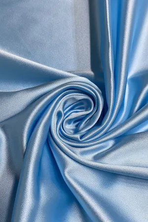 Sky Blue Italian Stretch Satin Fabric