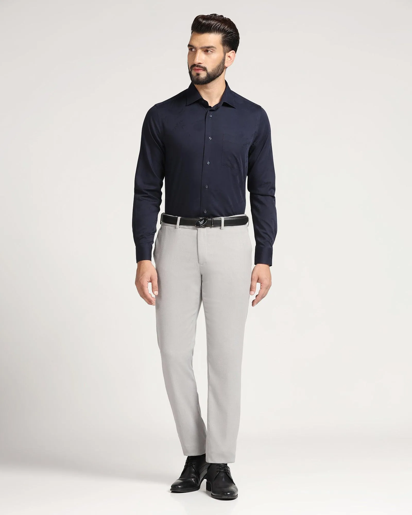 Slim Comfort B-95 Formal Grey Textured Trouser - Garry