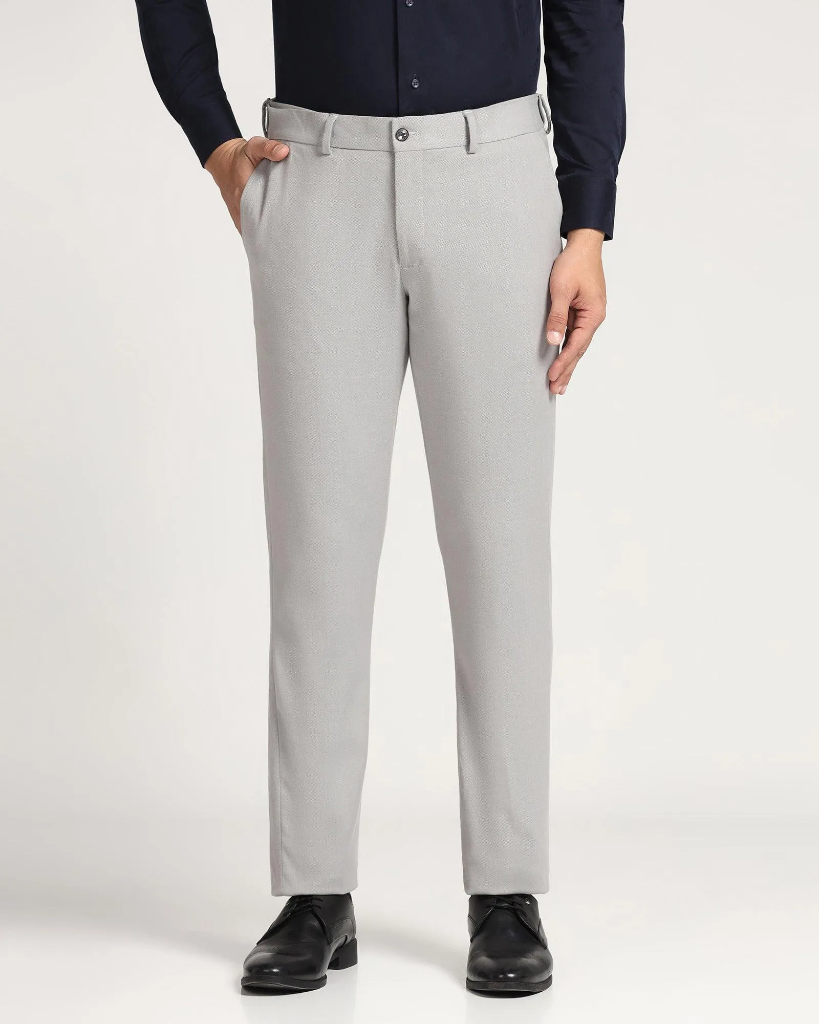 Slim Comfort B-95 Formal Grey Textured Trouser - Garry