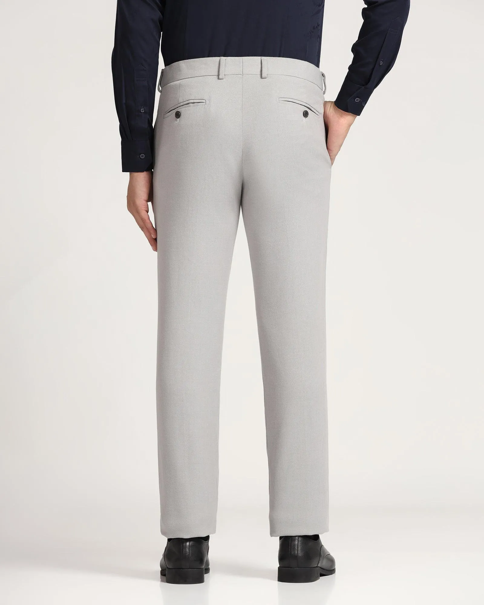 Slim Comfort B-95 Formal Grey Textured Trouser - Garry