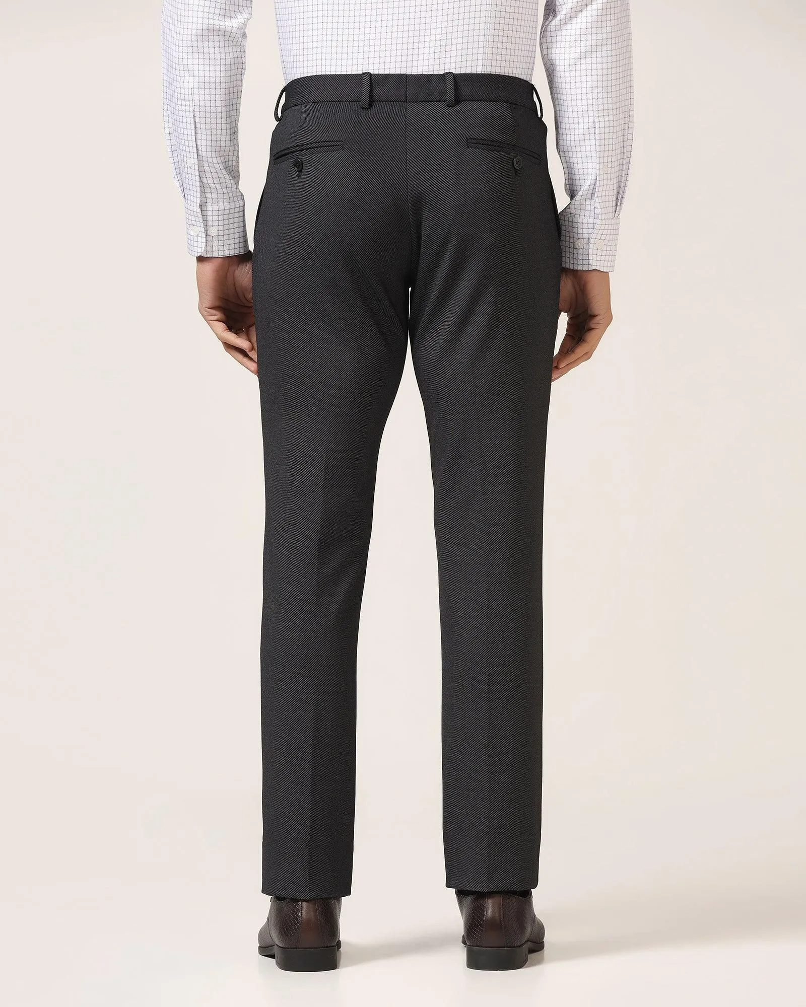 Slim Fit B-91 Formal Black Textured Trouser - Ace