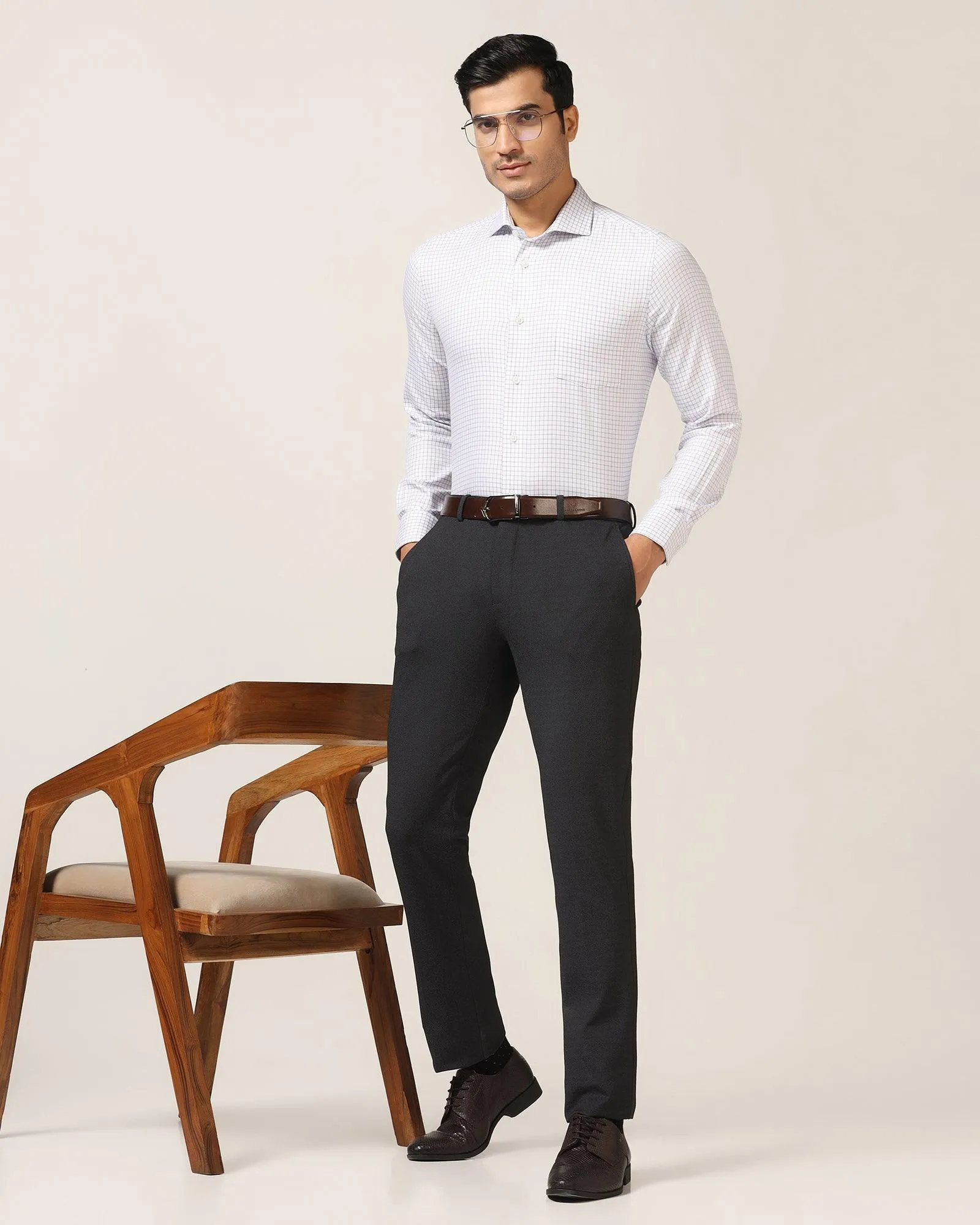 Slim Fit B-91 Formal Black Textured Trouser - Ace