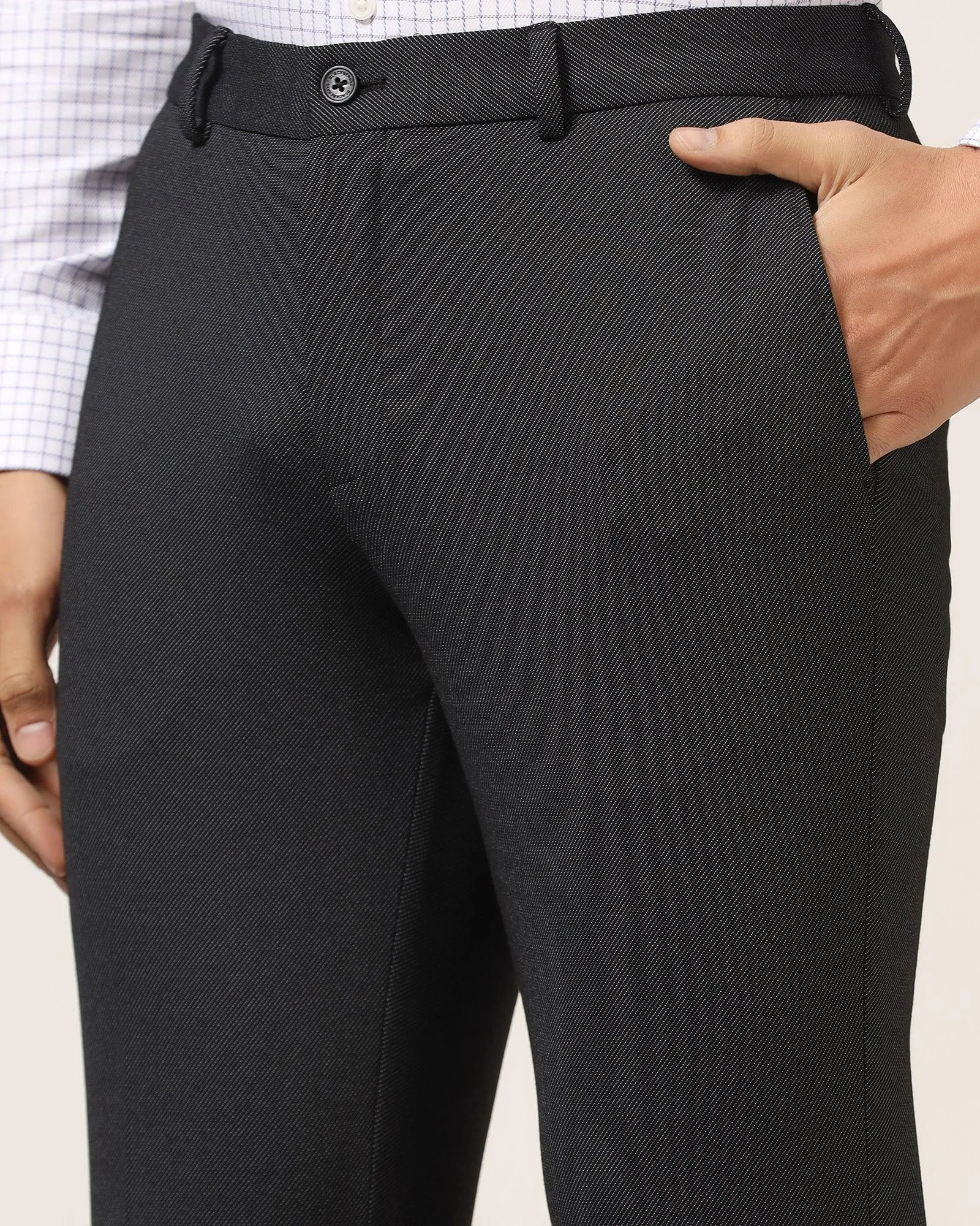 Slim Fit B-91 Formal Black Textured Trouser - Ace